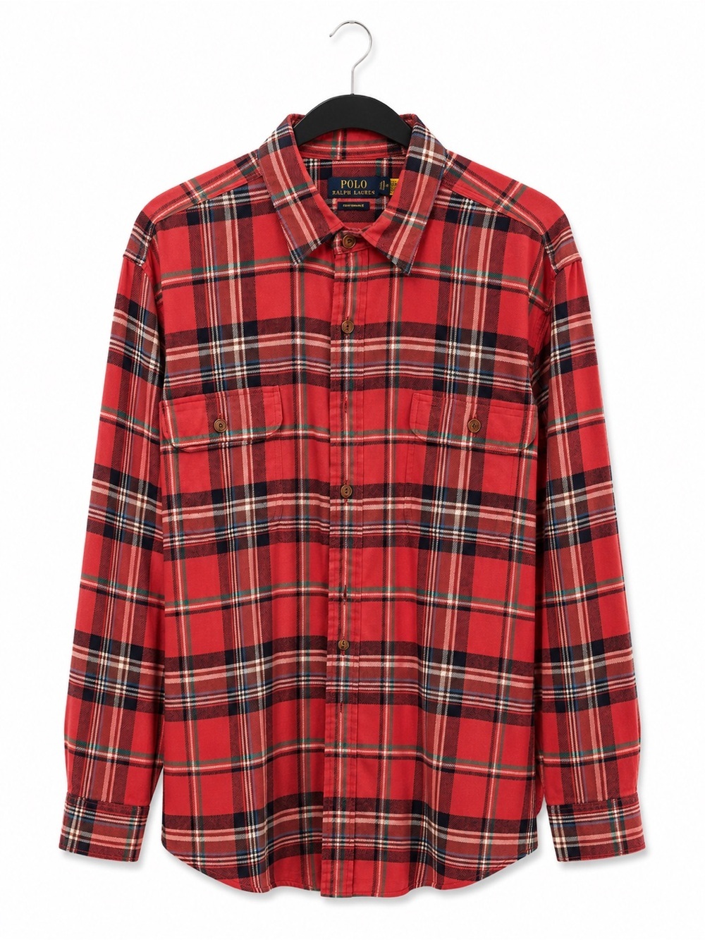 Polo by Ralph Lauren Red and Black Plaid Button-Down Shirt with Elbow Patches